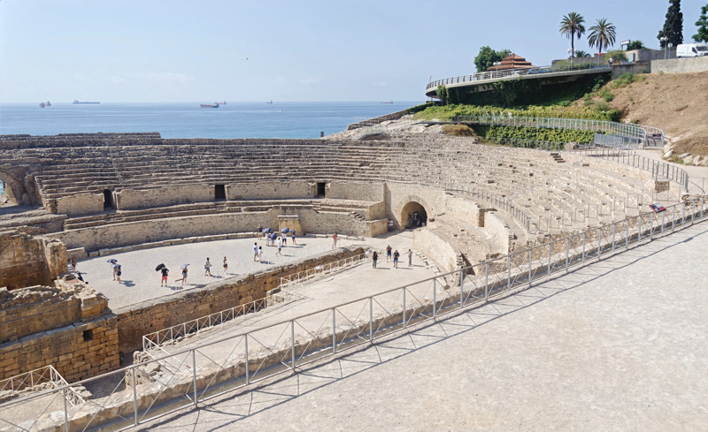 17 - The historic Tarragona Amphitheatre, a 2nd-century Roman ruin located on the Mediterranean coast in Catalonia, Spain